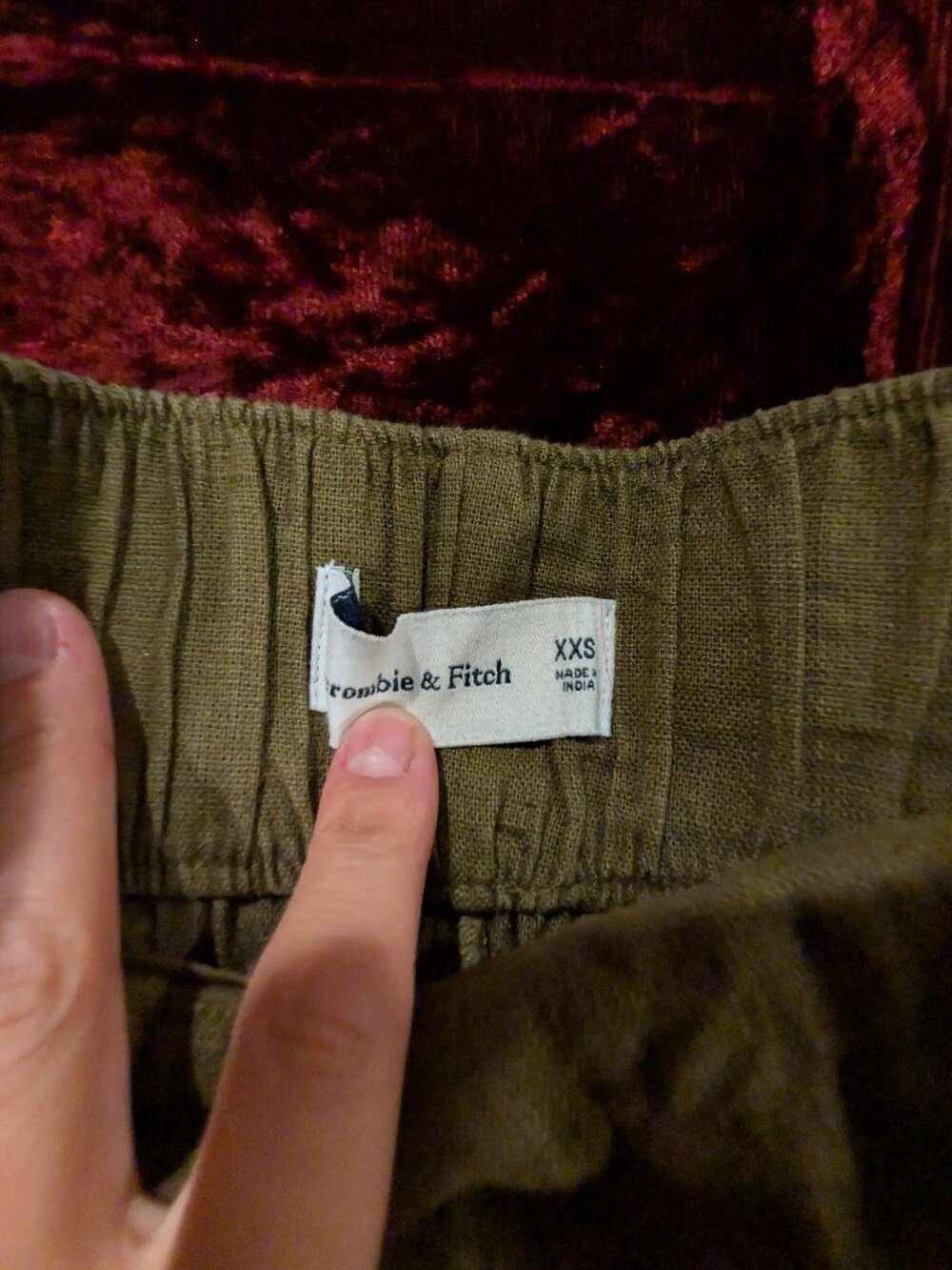 Abercrombie Olive Green Wide Leg Linen Pants XXS - Picture 2 of 3